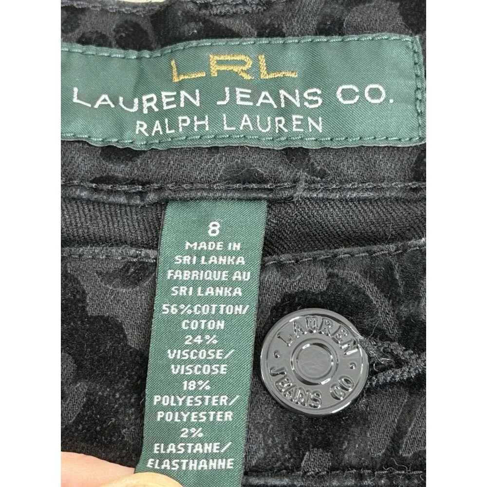 Lauren Ralph Lauren Sz 8 (Actual 30x30) Velvet Floral Pants Straight Stretch EUC - Picture 2 of 11